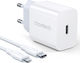 Choetech Charger with USB-C Port and USB-C - Lightning Cable 20W Power Delivery White (PD5005)