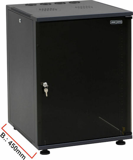 Central Basic 1 Επιτοίχια Καμπίνα Rack 12U με Γυάλινη Πόρτα 54x45x58cm Μαύρο 7000 3 450 12/C