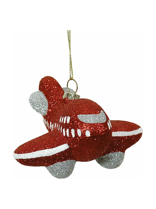 Toy Airplane Christmas Tree Ornament Red 10x12cm
