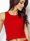 Ivon Ecru Women's Summer Crop Top Cotton Sleeveless Red 119647