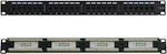 Patch Panel for Rack 1U 19" with 24 cat5e Ports Black