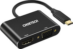 Choetech HUB-M17 USB-C Männlich zu HDMI / VGA Weiblich