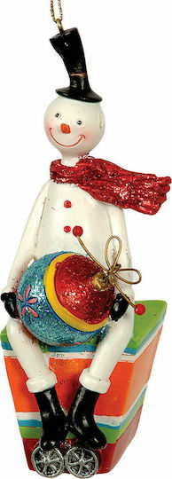 Hängender Schneemann Ornament Keramisch Weiß 12cm