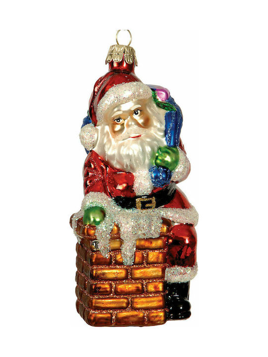 Hängender Weihnachtsmann Ornament Glas Rot 13cm