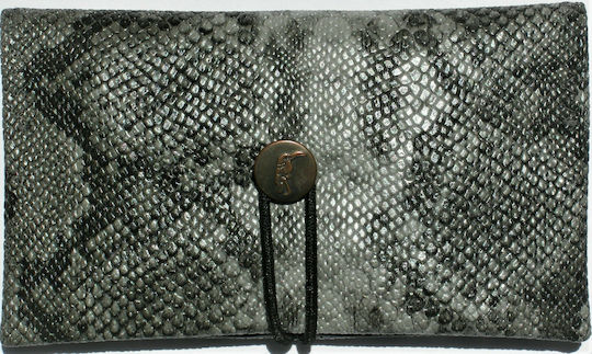 Simona Simona Künstliches Leder Tabaktasche Grau Handgefertigt mit Kordel 16x10cm