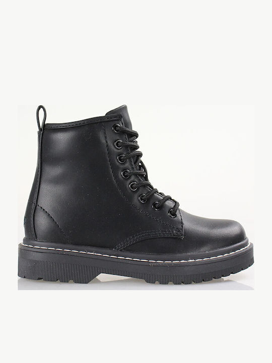 LK5550 Cizme Copii din Lac cu Fermuar Negre