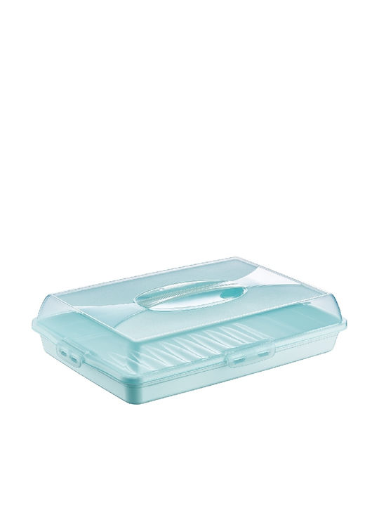 Dunya Plastic Light Blue Plastic Cake Stand with Lid 30307 45x31x10cm