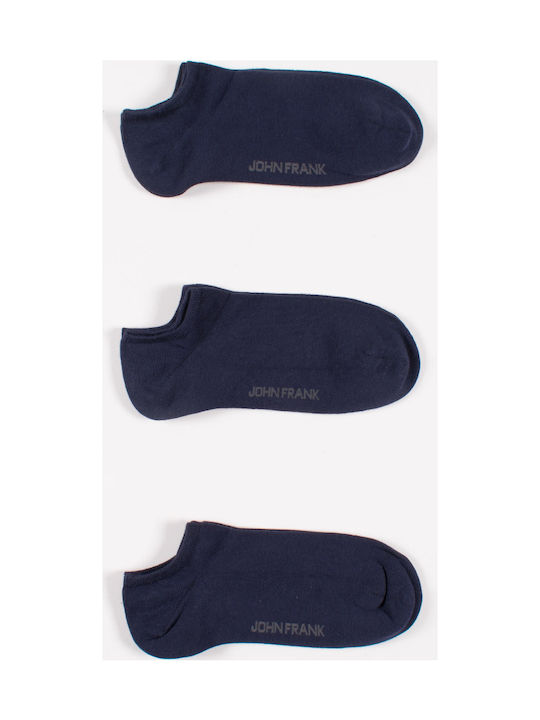 John Frank JF3SS17S01 Men's Solid Color Socks Blue 3Pack JF3SS17S01-Μπλε