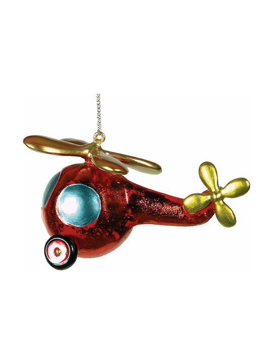 Ceramic Toy Airplane Red Christmas Tree Ornament 9cm