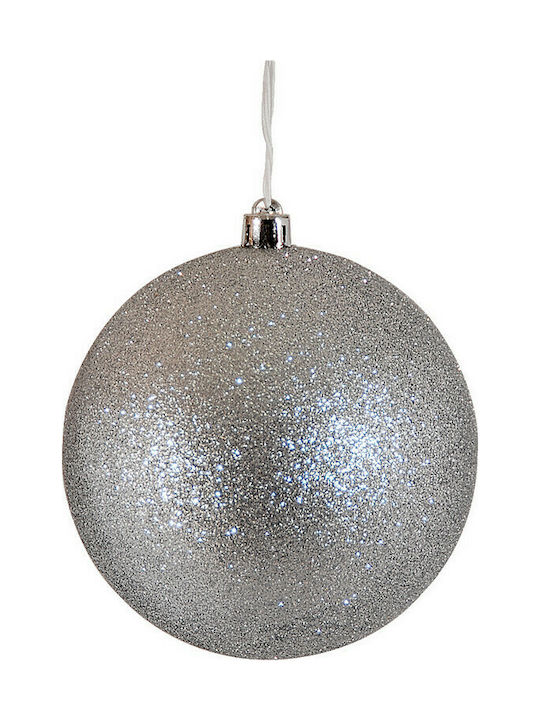 Lianos Χριστουγεννιάτικη Μπάλα Πλαστική Ασημί με Χρυσόσκονη 8εκ.