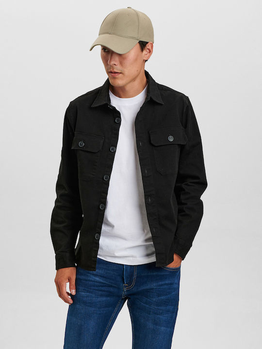 Overshirt Mânecă Lungă În Linie Regular Fit Negru
