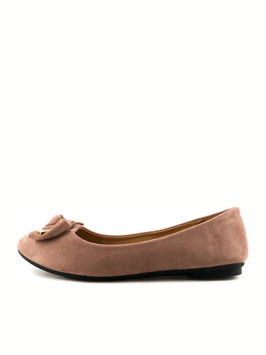 Love4shoes 98-10 Wildleder Damen Ballerinas in Rosa Farbe 8122-0593-000007