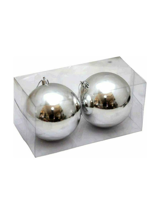 Ornament de Crăciun Bilă Plastic Argint cu Pulbere de Aur cu Paiete 10buc Set 2buc