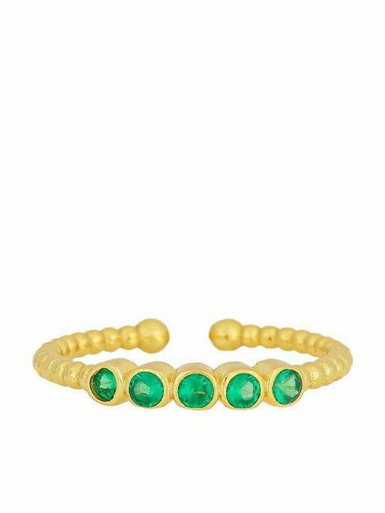 Excite-Fashion Women's Half Eternity Band Silver Gold Plated Ring