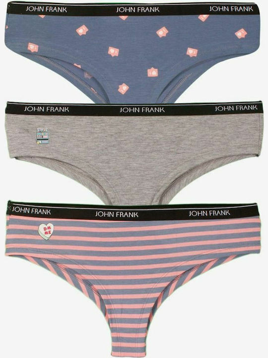 Βαμβακερά Γυναικεία Slip 3Pack Grey/Blue/Pink