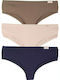 John Frank Bumbac Femei Brazilia 3Pack Navy/Beige/Brown