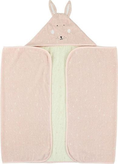 Trixie Baby-Badetuch mit Kapuzen Mrs Rabbit Rosa 70x130cm