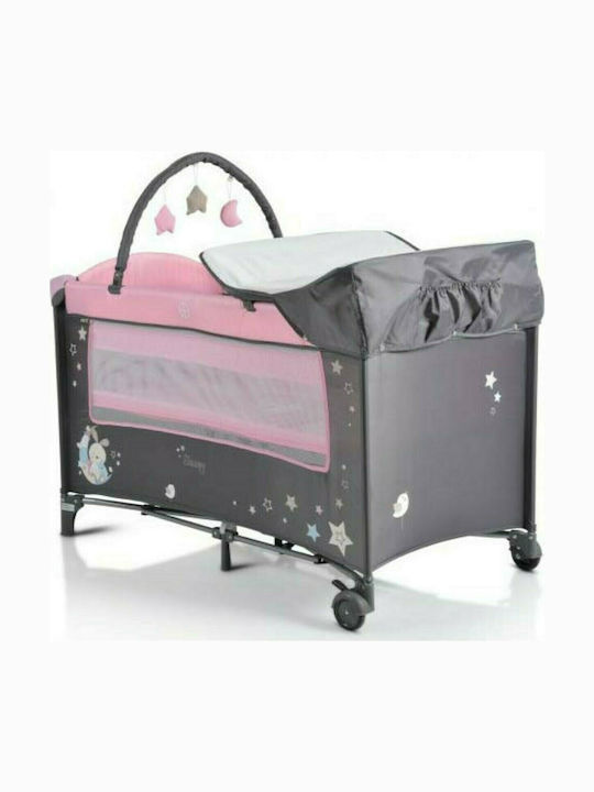 Moni Sleepy Playpen 2 Levels with Changing Table Pink 120x60cm