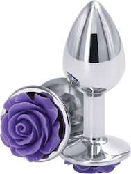Ns Novelties Rear Assets Aluminum Anal Plug Silver / Purple Rose 7.6cm