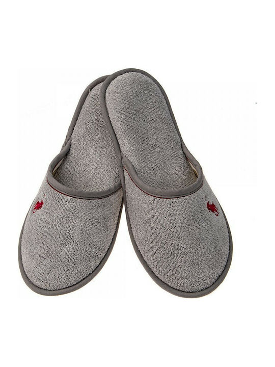 Amaryllis Slippers Πετσετέ Ανδρικές Παντόφλες Γκρι