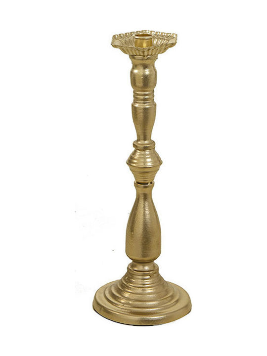 Zaros Candle Holder Metal Gold Checkmate 14x14x40.5cm 1pcs