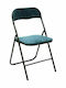 Foldable Kitchen Velvet Chair Petrol 44x52x79cm