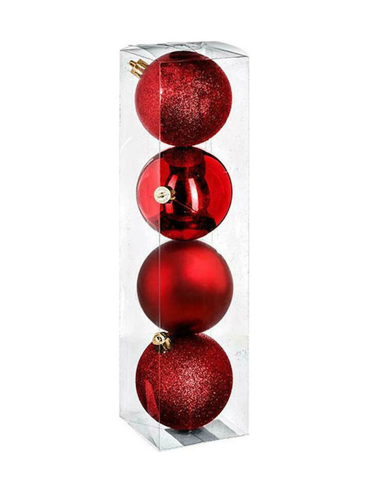 Atmosphera Christmas Ball Ornament Red 8x8cm 4pcs