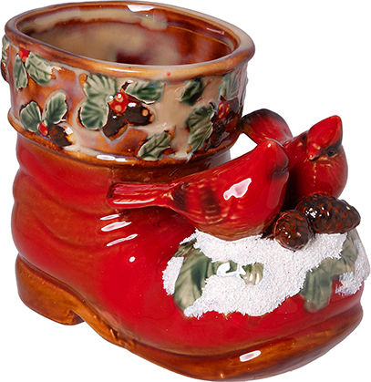 Etoile De Crăciun Ceramică Figurină Cizmă Roșie Înălțime 17cm.