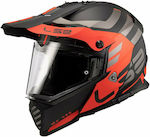 LS2 Pioneer MX436 Adventure On-Off Helmet with Sun Visor ECE 22.05 1350gr Matt Black/Orange MX436