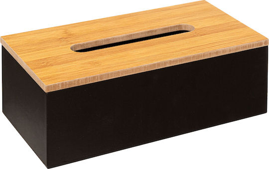 Θήκη για Χαρτομάντηλα Ξύλινη Μαύρη 25x13x9cm AT000267