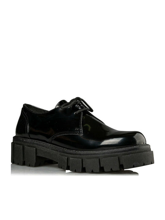 Envie Shoes Shiny Γυναικεία Derby από Λουστρίνι σε Μαύρο Χρώμα