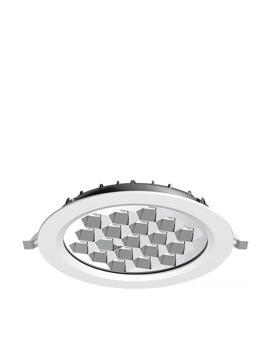 Elvhx Στρογγυλό Χωνευτό LED Panel 34.5W με Ψυχρό Λευκό Φως 6500K 21.6εκ.
