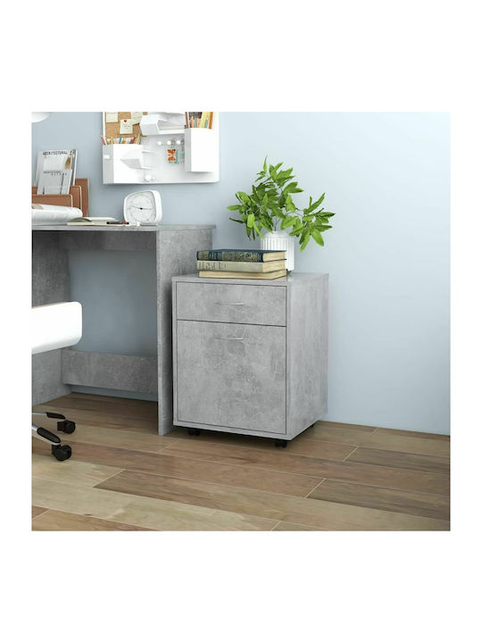 vidaXL Office Cabinet Wooden with Wheels Grey 4...