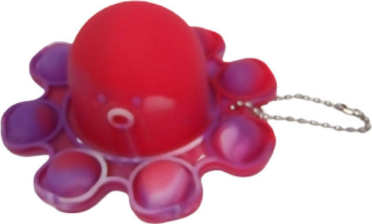Pop It Fidget Tintenfisch Schlüsselanhänger Silikon Rot