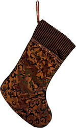 JK Home Decoration Christmas Decorative Fabric Brown Socks L25xH34cm