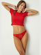 Celine Damen Zeichenfolge mit Spitze Rot