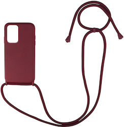 Sonique Carryhang Back Cover Silicone 0.5mm with Strap Burgundy (Redmi Note 10 / 10s / Poco M5s)