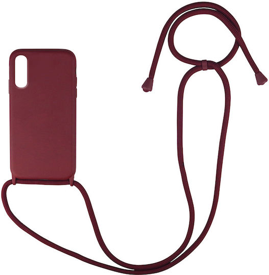 Sonique Carryhang Back Cover Silicone 0.5mm with Strap Burgundy (Redmi 9A / 9AT)
