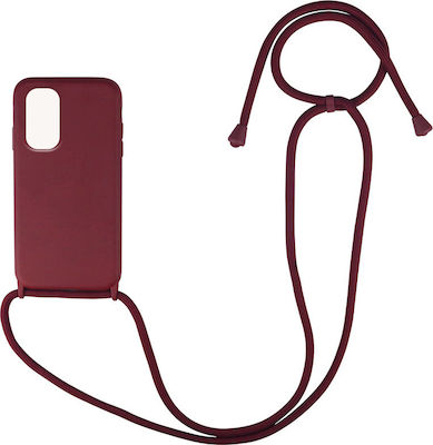 Sonique Carryhang Back Cover Silicone 0.5mm with Strap Burgundy (Poco F3 / Mi 11i)