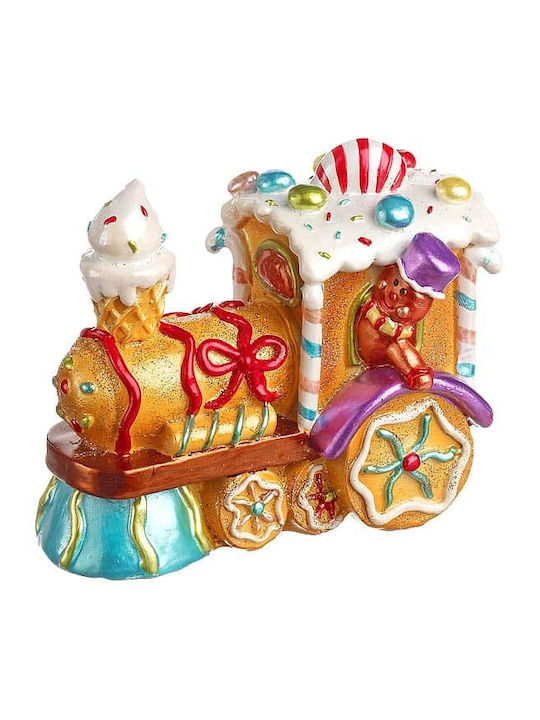 JK Home Decoration Weihnachtliche Keramisch Figur Zug Orange Höhe 9cm