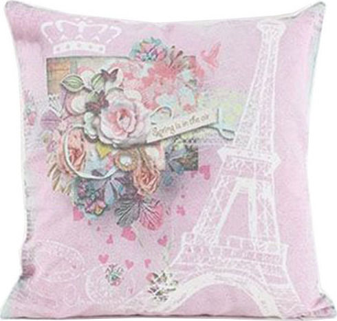 Inart Inart Eiffel Tower Pink 40x40cm Throw Pillow