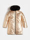 Kids' Quilted Jacket Long Double Sided with Hood Gold