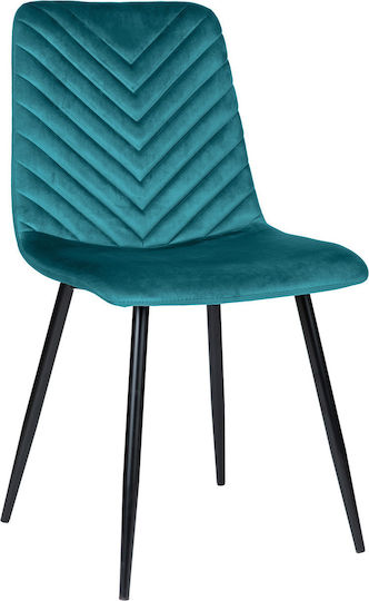 Artemis Dining Room Velvet Chair Petrol Blue 44x55x89cm