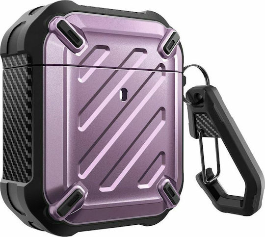 Supcase Unicorn Beetle Pro Θήκη Σιλικόνης με Γάντζο σε Μωβ χρώμα για Apple AirPods Pro