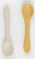 Minene Baby Set with Spoons made of Silicone for 6+ months Ochre 2pcs