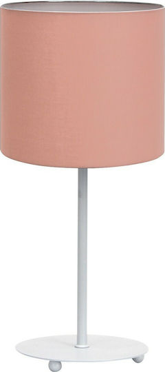 VK Lighting Μεταλλικό Πορτατίφ για Ντουί E27 με Ροζ Καπέλο και Ασημί Βάση