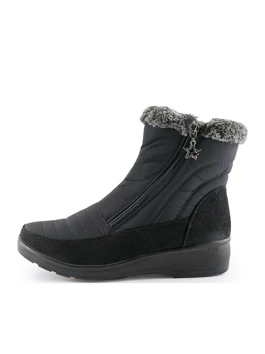 1222-0093 Women's Ankle Boots Platform & Fur Black
