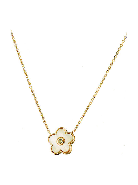 Oxzen Halskette mit Design Blume aus Vergoldet Silber Margarita