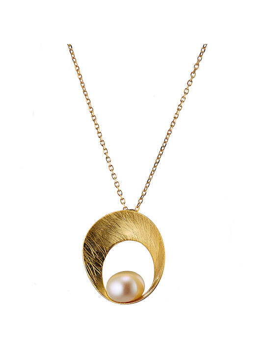 Oxzen Necklace from Gold Plated Silver with Pearls