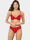 Norddiva Lingerie Δαντελένιο Σετ Εσωρούχων Σουτιέν με String Κόκκινο